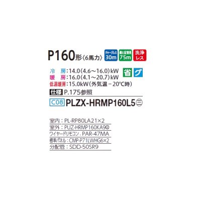 画像2: 三菱 PLZX-HRMP160L5 業務用エアコン 2方向天井カセット ズバ暖スリム Hシリーズ 同時ツイン P160形 6馬力 三相 200V ワイヤード ♪
