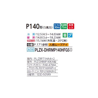 画像2: 三菱 PLZX-DHRMP140HFG5 業務用エアコン 4方向天井カセット i-スクエアタイプ ズバ暖スリム DHシリーズ 同時ツイン P140形 5馬力 三相 200V ワイヤード ♪