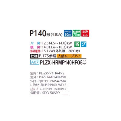 画像2: 三菱 PLZX-HRMP140HFG5 業務用エアコン 4方向天井カセット i-スクエアタイプ ズバ暖スリム Hシリーズ 同時ツイン P140形 5馬力 三相 200V ワイヤード ♪