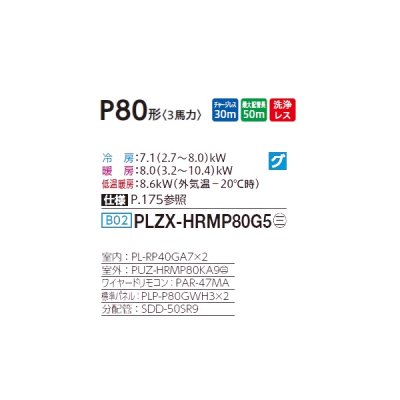 画像2: 三菱 PLZX-HRMP80G5 業務用エアコン 4方向天井カセット コンパクトタイプ ズバ暖スリム Hシリーズ 同時ツイン P80形 3馬力 三相 200V ワイヤード ♪