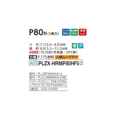 画像2: 三菱 PLZX-HRMP80HF5 業務用エアコン 4方向天井カセット i-スクエアタイプ ズバ暖スリム Hシリーズ 同時ツイン P80形 3馬力 三相 200V ワイヤード ♪