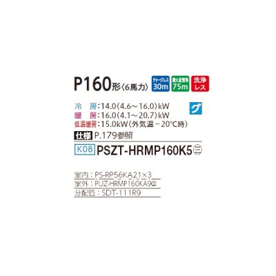 画像2: 三菱 PSZT-HRMP160K5 業務用エアコン 床置 ズバ暖スリム Hシリーズ 同時トリプル P160形 6馬力 三相 200V ♪