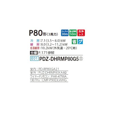 画像2: 三菱 PDZ-DHRMP80G5 業務用エアコン 天井ビルトイン ズバ暖スリム DHシリーズ 標準シングル P80形 3馬力 三相 200V ワイヤード ♪
