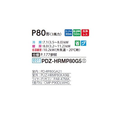 画像2: 三菱 PDZ-HRMP80G5 業務用エアコン 天井ビルトイン ズバ暖スリム Hシリーズ 標準シングル P80形 3馬力 三相 200V ワイヤード ♪