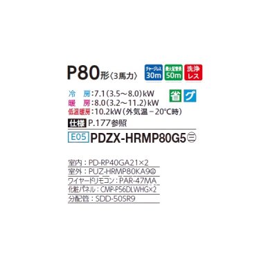 画像2: 三菱 PDZX-HRMP80G5 業務用エアコン 天井ビルトイン ズバ暖スリム Hシリーズ 同時ツイン P80形 3馬力 三相 200V ワイヤード ♪