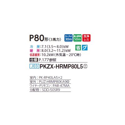 画像2: 三菱 PKZX-HRMP80L5 業務用エアコン 壁掛 ズバ暖スリム Hシリーズ 同時ツイン P80形 3馬力 三相 200V ワイヤード ♪