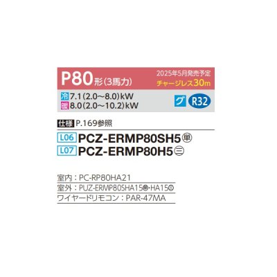 画像2: 三菱 PCZ-ERMP80H5 業務用エアコン 厨房用天吊 スリムER 標準シングル P80形 3馬力 三相 200V ワイヤード ♪