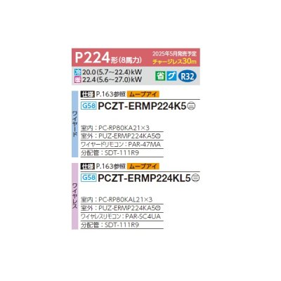 画像2: 三菱 PCZT-ERMP224KL5 業務用エアコン 天吊 スリムER 同時トリプル P224形 8馬力 三相 200V ワイヤレス ♪∀