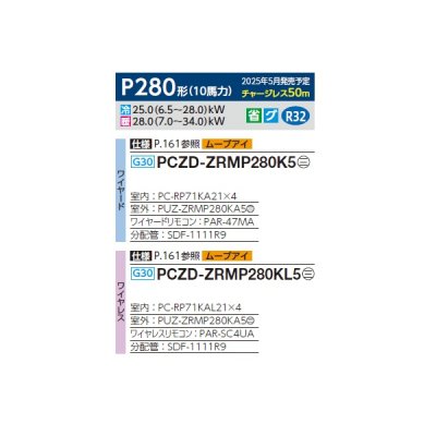 画像2: 三菱 PCZD-ZRMP280KL5 業務用エアコン 天吊 スリムZR 同時フォー P280 10馬力 三相 200V ワイヤレス ♪∀