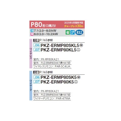 画像2: 三菱 PKZ-ERMP80SKL5 業務用エアコン 壁掛 スリムER 標準シングル P80形 3馬力 単相 200V ワイヤレス ♪∀
