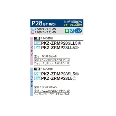 画像2: 三菱 PKZ-ZRMP28LL5 業務用エアコン 壁掛 スリムZR 標準シングル P28形 1馬力 三相 200V ワイヤレス ♪∀
