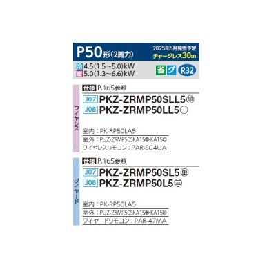 画像2: 三菱 PKZ-ZRMP50L5 業務用エアコン 壁掛 スリムZR 標準シングル P50形 2馬力 三相 200V ワイヤード ♪∀