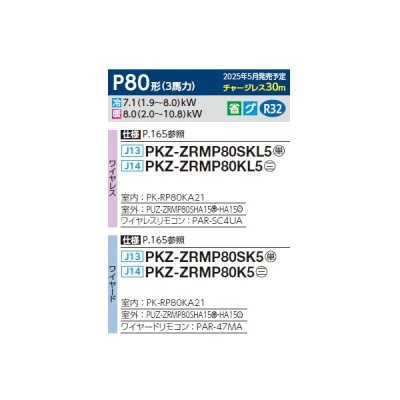 画像2: 三菱 PKZ-ZRMP80K5 業務用エアコン 壁掛 スリムZR 標準シングル P80形 3馬力 三相 200V ワイヤード ♪∀