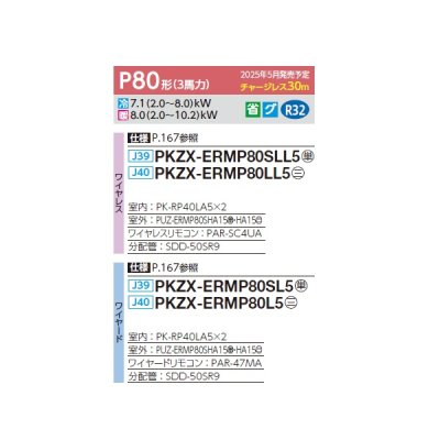 画像2: 三菱 PKZX-ERMP80SL5 業務用エアコン 壁掛 スリムER 同時ツイン P80形 3馬力 単相 200V ワイヤード ♪∀