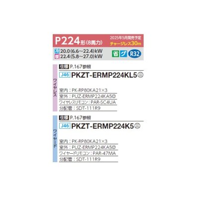 画像2: 三菱 PKZT-ERMP224KL5 業務用エアコン 壁掛 スリムER 同時トリプル P224形 8馬力 三相 200V ワイヤレス ♪∀