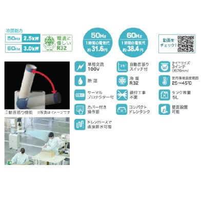 画像2: ナカトミ SAC-30S スポットクーラー 単相100V 自動首振り♪
