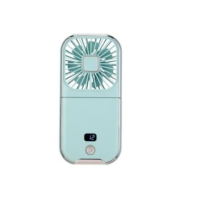 画像1: ユアサプライムス YUASA YM-701GS(LA) ハンディファン 折り畳み5Way モバイルバッテリー 充電式リチウムイオン電池 USB Type-C対応 小型 首かけ 卓上 携帯扇風機 風量3段階 ミント ℃℃