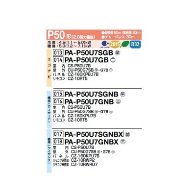 画像2: パナソニック PA-P50U7GNBX 業務用エアコン 4方向天井カセット形 XEPHY Premium 標準(ワイヤレス) シングル P50 形2.0馬力 三相200V ♪
