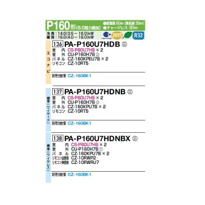 画像2: パナソニック [PA-P160U7HDNBX＋分岐管] 業務用エアコン 4方向天井カセット形 標準(ワイヤレス) 同時ツイン P160 形6.0馬力 三相200V ♪