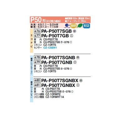画像2: パナソニック PA-P50T7GNBX 業務用エアコン 天井吊形 XEPHY Premium 標準(ワイヤレス) シングル P50 形2.0馬力 三相200V ♪