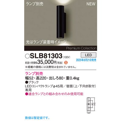 画像2: パナソニック SLB81303 ブラケット LED 壁直付型 LEDコンパクトランプφ45用 本体のみ ランプ別売 ブラック