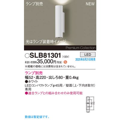 画像2: パナソニック SLB81301 ブラケット LED 壁直付型 LEDコンパクトランプφ45用 本体のみ ランプ別売 ホワイト
