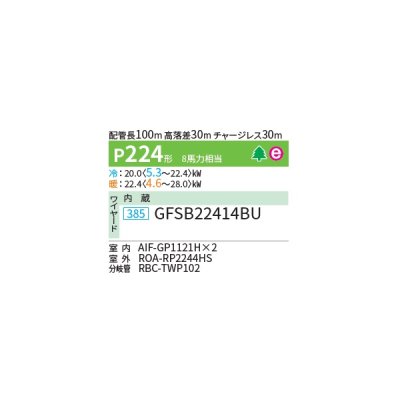 画像2: 日本キヤリア/旧東芝 GFSB22414BU 業務用エアコン 床置形 スタンド スーパーパワーエコ ゴールド 同時ツイン P224形 8馬力 三相200V ワイヤード ♪∀