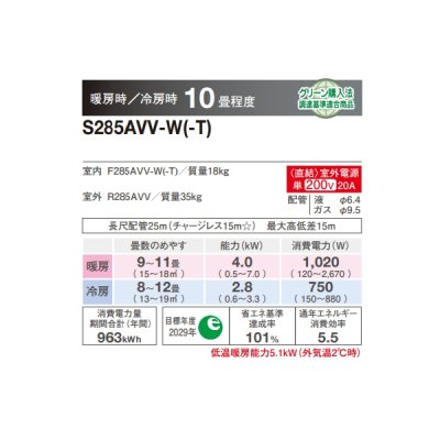 画像2: ダイキン S285AVV-T ハウジングエアコン 床置形 Vシリーズ 10畳程度 単相200V グレイッシュブラウン (S28ZVV-Tの後継品) ♪