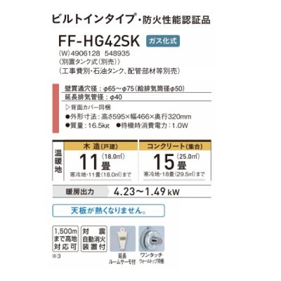 画像2: コロナ FF-HG42SK(W) FF式温風ヒーター コンパクト 別置タンク式(別売) ガス化式 ホワイト スペースネオmini