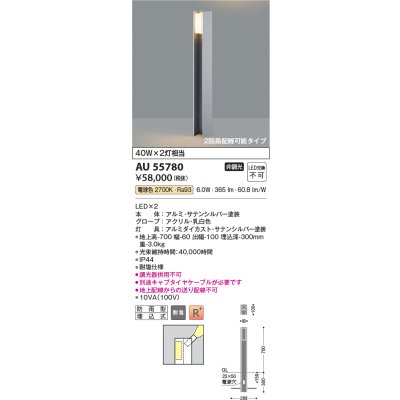 画像2: コイズミ照明 AU55780 エクステリア ガーデンライト 非調光 電球色 高演色R+ 防雨型 サテンシルバー