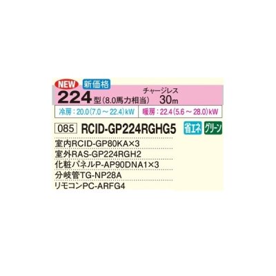画像2: 日立 RCID-GP224RGHG5 業務用エアコン てんかせ2方向 同時トリプル 省エネの達人プレミアム 224型 8.0馬力 三相200V ♪