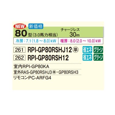 画像2: 日立 RPI-GP80RSHJ12 業務用エアコン てんうめ シングル 高静圧型 省エネの達人 80型 3.0馬力 単相200V ♪