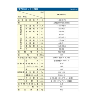 画像2: 日立 RK-NP5LT2 業務用・産業用除湿器 床置タイプ 定速型 冷却機能付機 5馬力 室内ユニット ♪