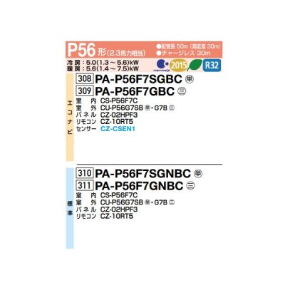 画像2: パナソニック PA-P56F7GNBC 業務用エアコン 天井ビルトインカセット形 XEPHY Premium 標準 シングル P56形 2.3馬力 三相200V ♪
