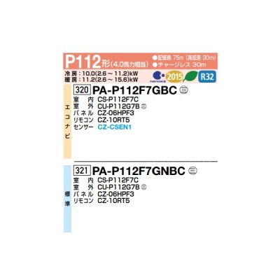 画像2: パナソニック PA-P112F7GBC 業務用エアコン 天井ビルトインカセット形 XEPHY Premium エコナビ シングル P112形 4.0馬力 三相200V ♪