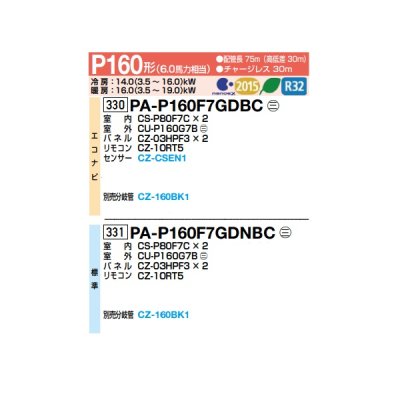 画像2: パナソニック 『PA-P160F7GDBC＋分岐管』 業務用エアコン 天井ビルトインカセット形 XEPHY Premium エコナビ 同時ツイン P160形 6.0馬力 三相200V ♪