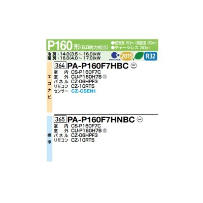 画像2: パナソニック PA-P160F7HNBC 業務用エアコン 天井ビルトインカセット形 XEPHY Eco 標準 シングル P160形 6.0馬力 三相200V ♪