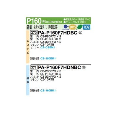 画像2: パナソニック 『PA-P160F7HDNBC＋分岐管』 業務用エアコン 天井ビルトインカセット形 XEPHY Eco 標準 同時ツイン P160形 6.0馬力 三相200V ♪