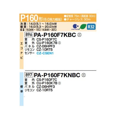 画像2: パナソニック PA-P160F7KNBC 業務用エアコン 天井ビルトインカセット形 フル暖 XEPHY 標準 シングル P160形 6.0馬力 三相200V ♪