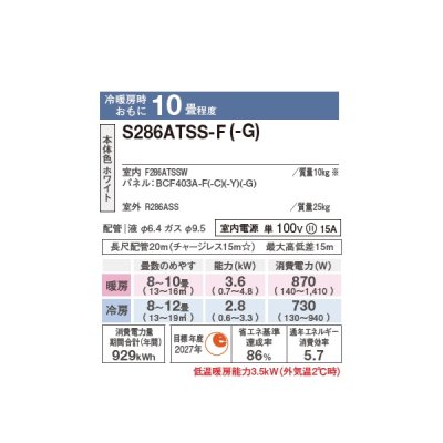 画像2: ダイキン S286ATSS-G エアコン 10畳 ルームエアコン SXシリーズ risora 単相100V 15A 10畳程度 ミントグリーン (S283ATSS-G 後継品) ♪