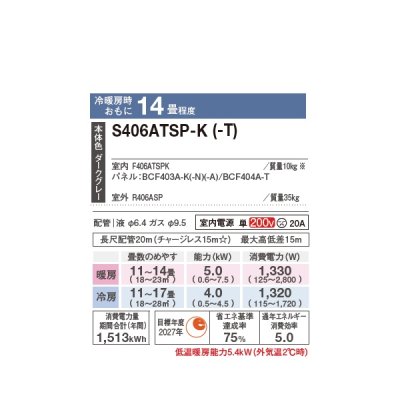 画像2: ダイキン S406ATSP-T エアコン 14畳 ルームエアコン SXシリーズ risora 単相200V 20A 14畳程度 ノルディックブラウン (S403ATSP-T 後継品) ♪