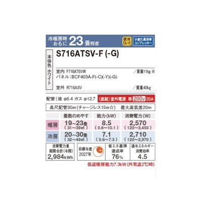 画像2: ダイキン S716ATSV-G エアコン 23畳 ルームエアコン SXシリーズ risora 室外電源タイプ 単相200V 20A 23畳程度 ミントグリーン (S713ATSV-G 後継品) ♪