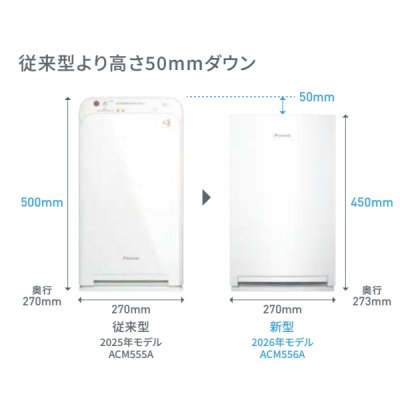 画像6: 『在庫あり』 ダイキン ストリーマ空気清浄機 ACM556A-W ホワイト 〜25畳 55タイプ TAFUフィルター 花粉対策 コンパクト 2026年モデル 住設モデル ☆