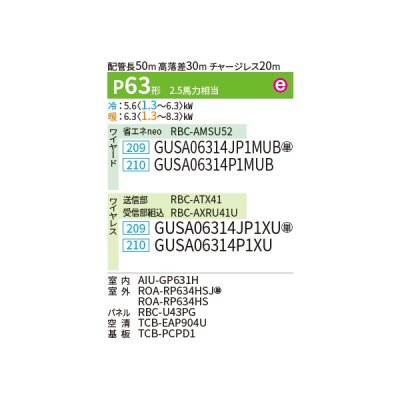画像2: 日本キヤリア/旧東芝 GUSA06314P1MUB 業務用エアコン 天井カセット4方向 プラズマ空清 スーパーパワーエコゴールド シングル P63 2.5馬力 200V ワイヤード ♪∀