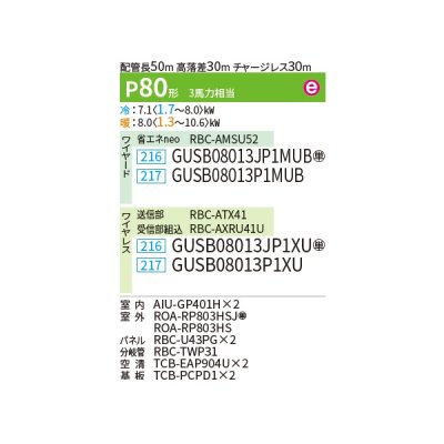 画像2: 日本キヤリア/旧東芝 GUSB08013JP1XU 業務用エアコン 天井カセット 4方向 大清快 スーパーパワーエコゴールド ツイン P80 3馬力 単相200V ワイヤレス ♪∀