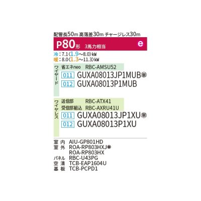 画像2: 日本キヤリア/旧東芝 GUXA08013JP1MUB 業務用エアコン 天井カセット 4方向 大清快 プラズマ空清 ウルトラパワーエコ シングル P80 3馬力 単200V ワイヤード ♪