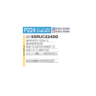 画像2: ダイキン 『SSRUC224DD+分岐管』 業務用エアコン UVストリーマ除菌 S-ラウンドフロー センシング ツイン FIVESTARZEAS P224 8馬力 三相 ワイヤード ♪