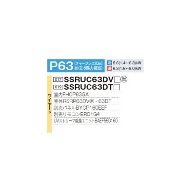 画像2: ダイキン SSRUC63DT F 業務用エアコン 天井埋込 UVストリーマ除菌 S-ラウンドフロー センシング ペア FIVESTARZEAS P63形 2.5馬力 三相 ワイヤード ♪