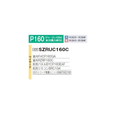 画像2: ダイキン SZRUC160C 業務用エアコン 天井埋込 UVストリーマ除菌 S-ラウンドフロー 標準 ペア EcoZEAS P160形 6馬力 三相 ワイヤード ♪