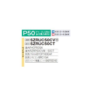 画像2: ダイキン SZRUC50CT 業務用エアコン 天井埋込 UVストリーマ除菌 S-ラウンドフロー 標準 ペア EcoZEAS P50形 2馬力 三相 ワイヤード ♪